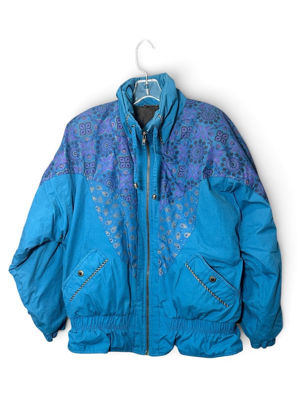 Vintage 90s New York Girl NYG Ski Jacket M Teal Purple Colorblock Windbreaker
